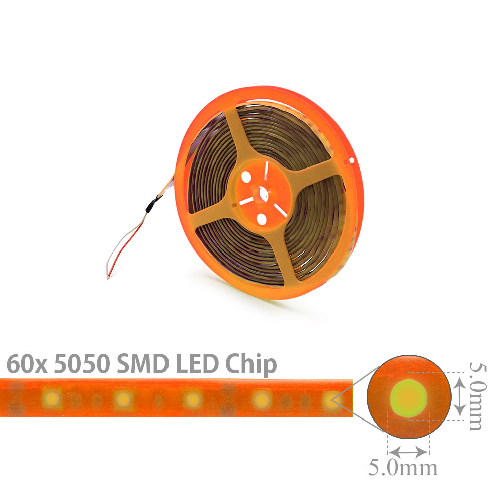 LED Strip Outdoor | Colored | 12V DC 14W | 5050 | Orange | 60x LED Per Meter | 5M