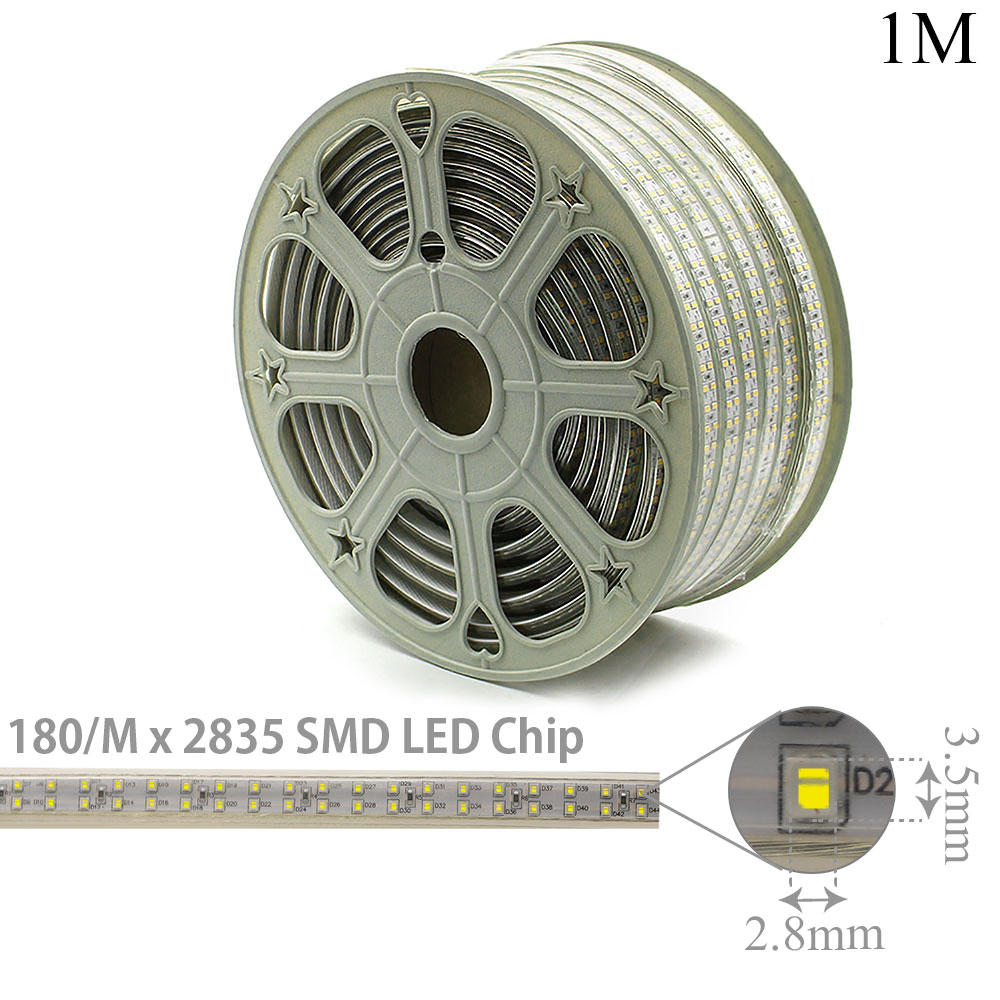 LED Rope Double | 220V AC 8.8W | 2835 | White | Per Meter