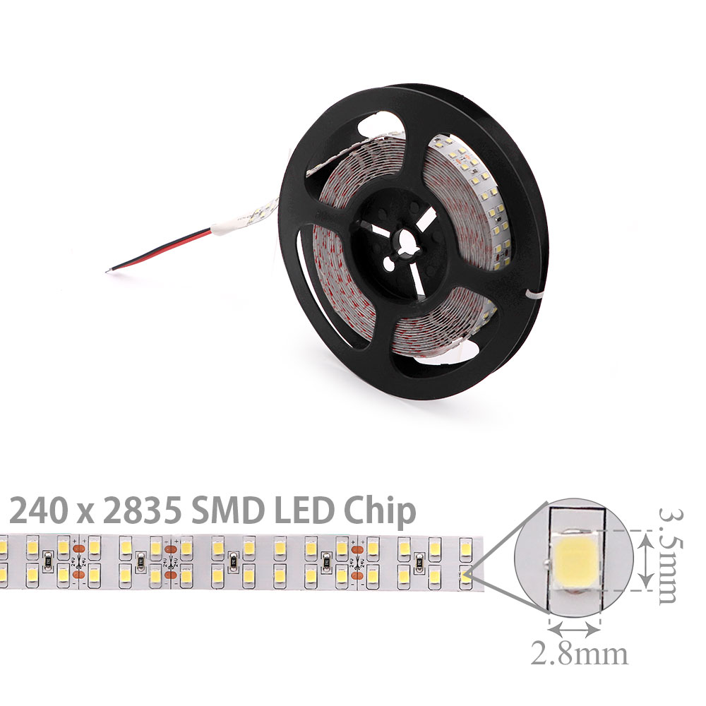 LED Strip Indoor | Double | 24V DC 240W | 2835 | White | 240x LED Per Meter | 5M