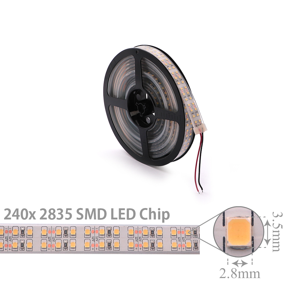 LED Strip Outdoor | Double | 12V DC 38W | 2835 | Warm White | 240x LED Per Meter | 5M