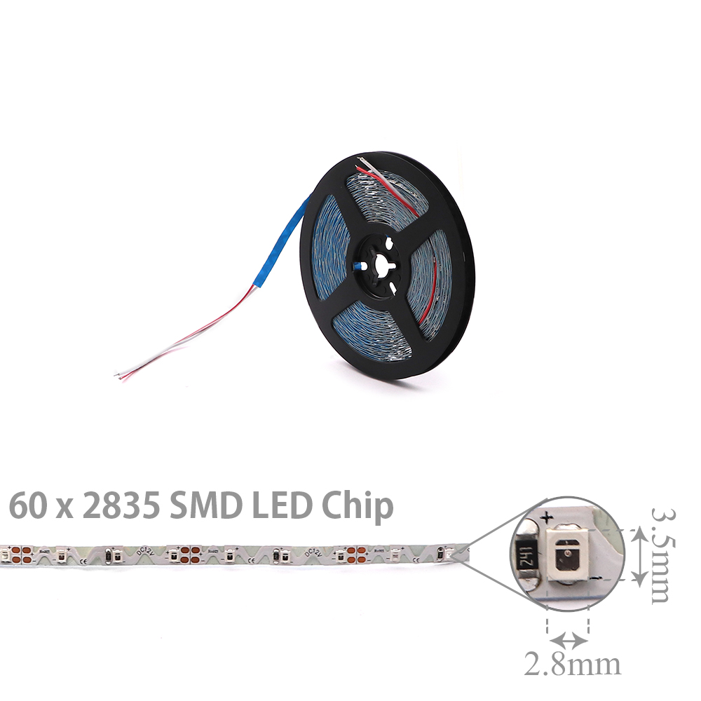 LED Strip Indoor | 12V DC 15W | 2835 | Red | 60x LED Per Meter | 5M | Flexible