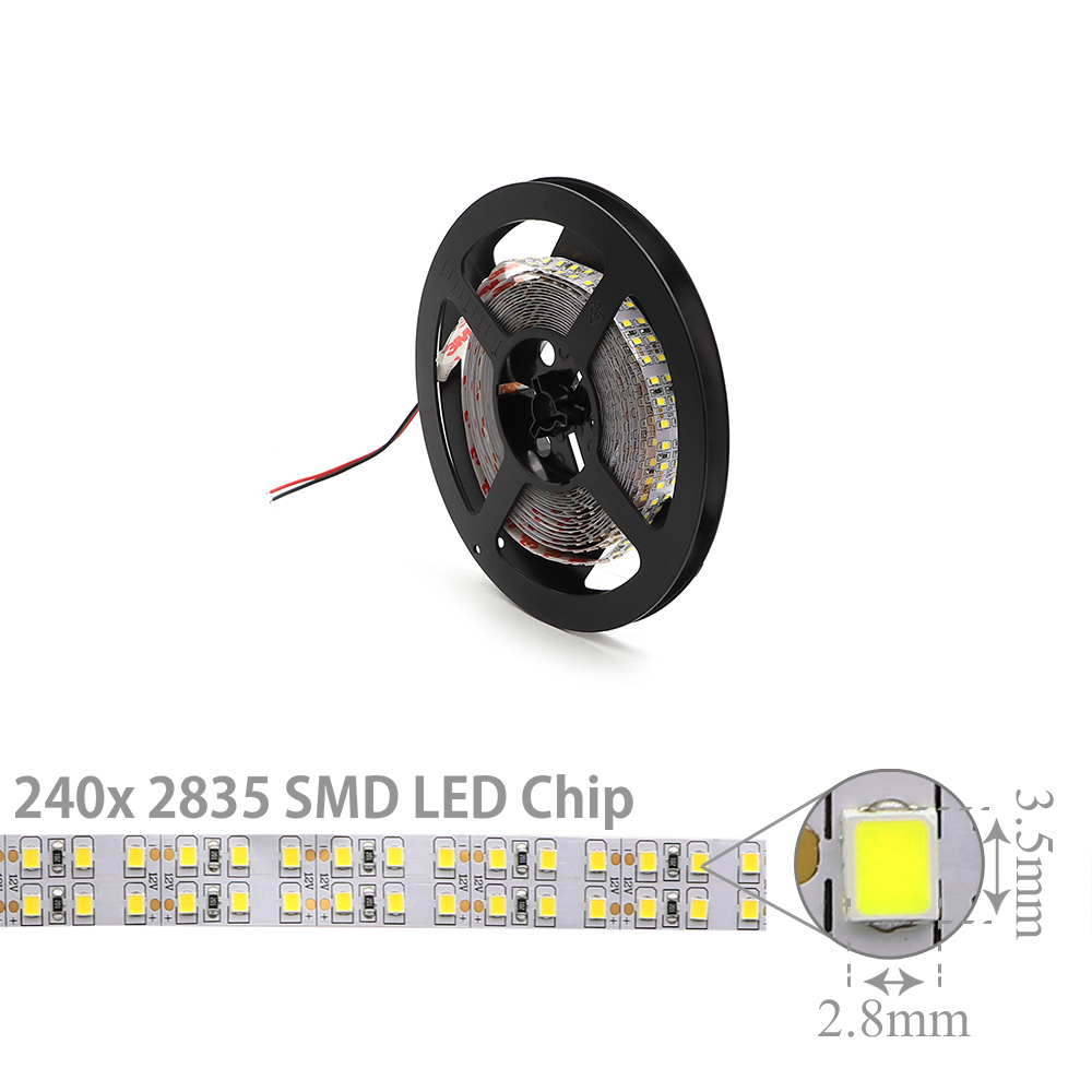 LED Strip Indoor | Double | 12V DC 120W | 2835 | White | 240x LED Per Meter | 5M