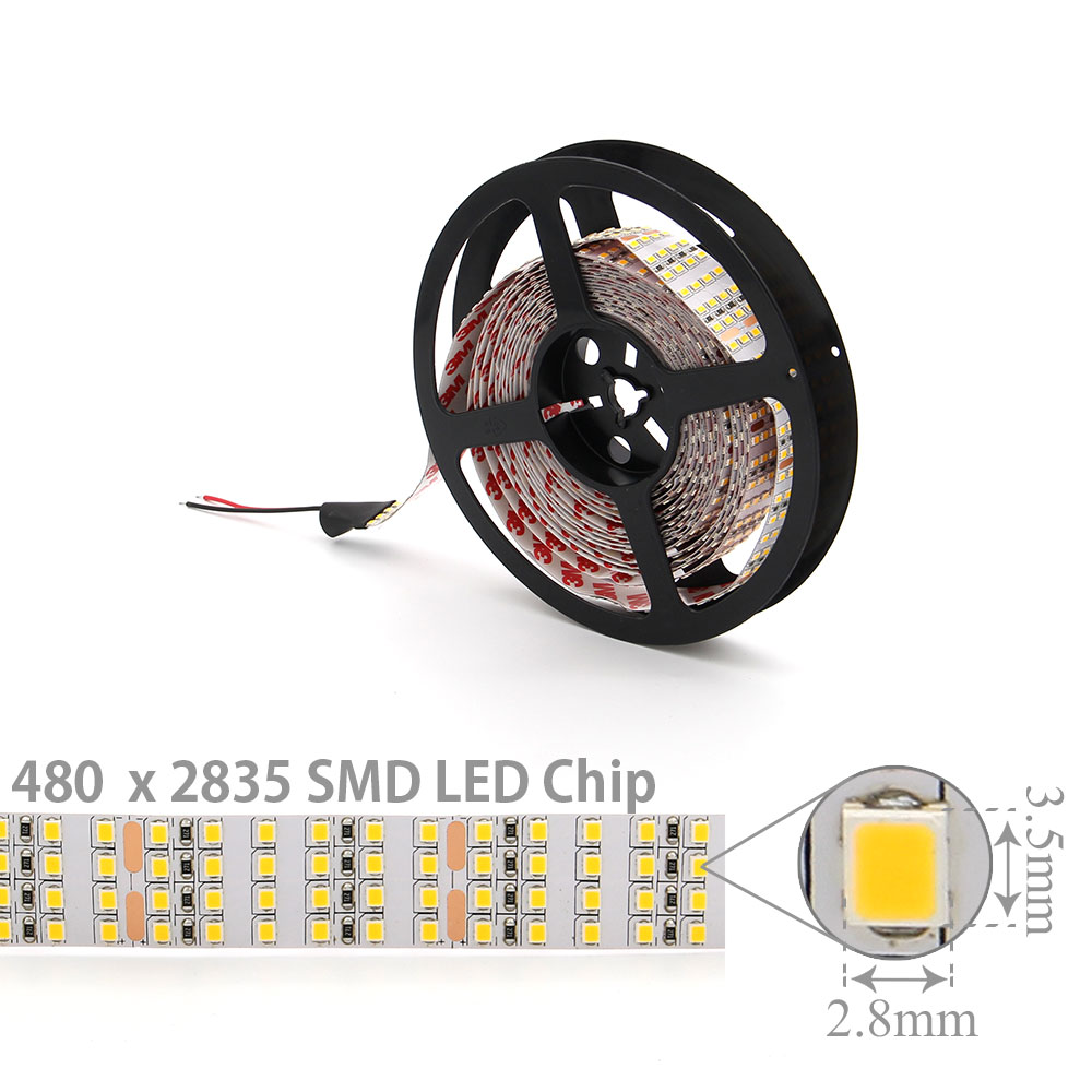 LED Strip Indoor | 24V DC 180W | 2835 | Warm White | Quad Row | 480x LED Per Meter | 5M