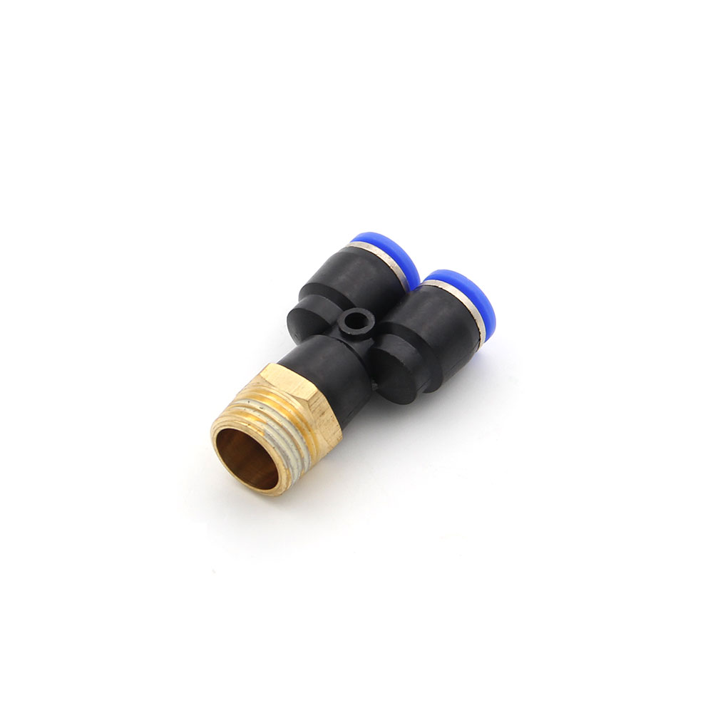 Pneumatic | Fittings | 3-Way | 3/8" Male - 2x 8mm | Y Shape | PX-8-3