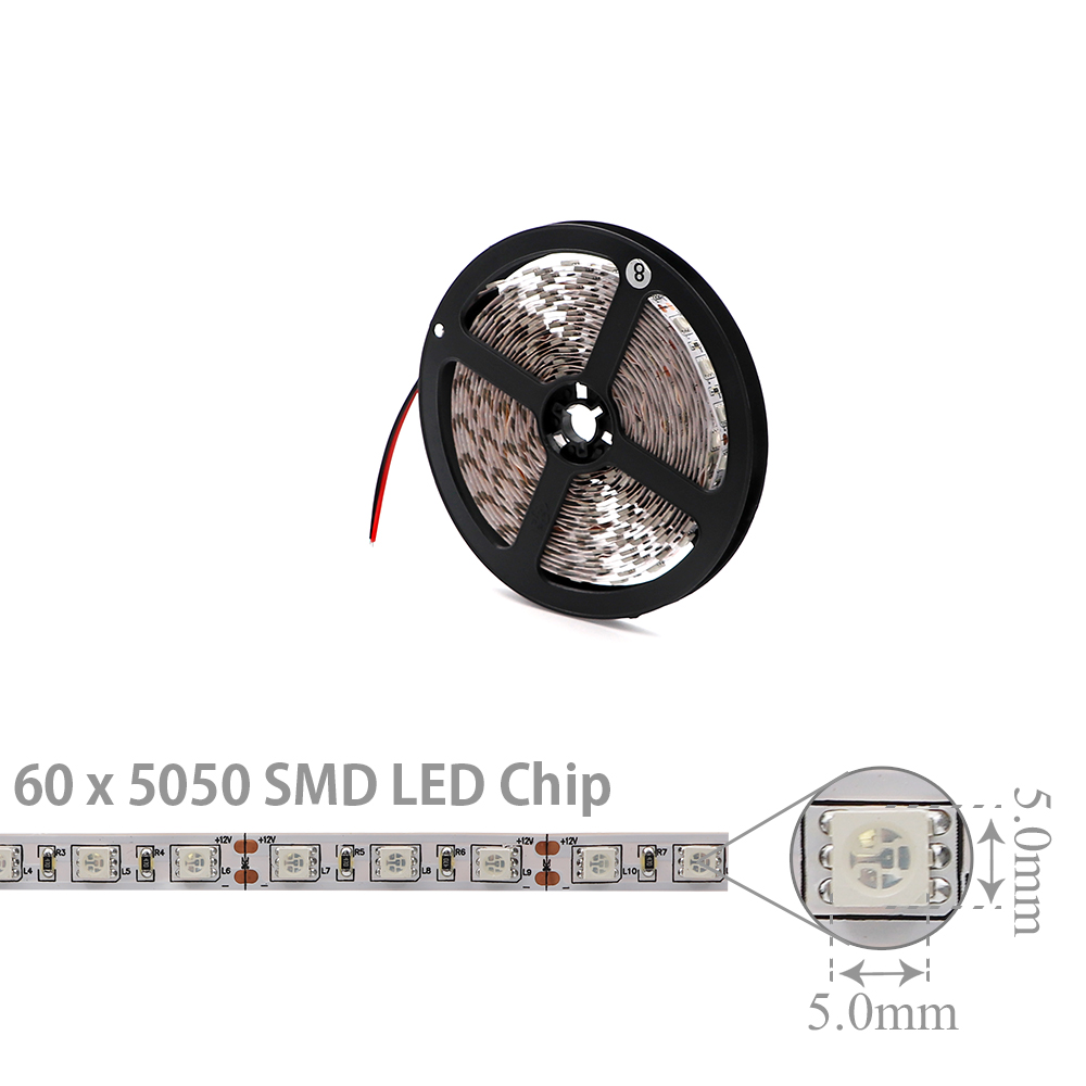 LED Strip Indoor | 12V DC 72W | 5050 | Green | 60x LED Per Meter | 5M