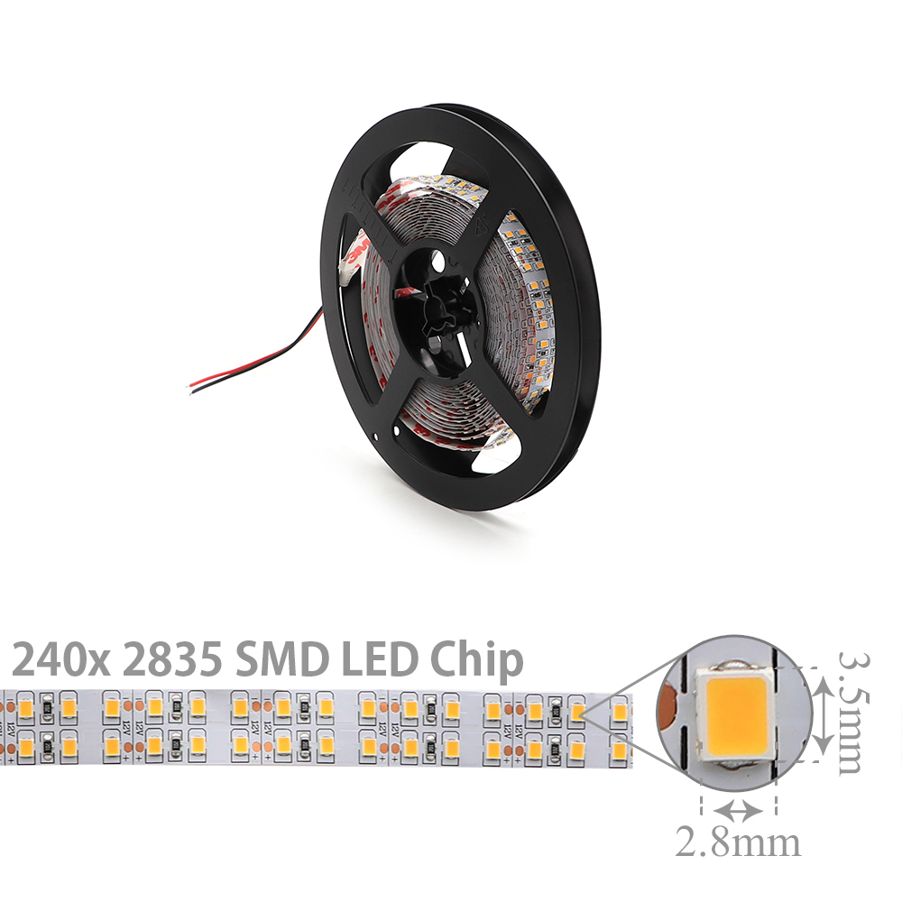 LED Strip Indoor | Double | 12V DC 75W | 2835 | Warm White | 240x LED Per Meter | 5M