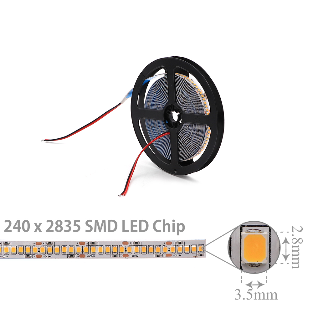 LED Strip Indoor | 24V DC 80W | 2835 | Warm White | 240x LED Per Meter | 5M