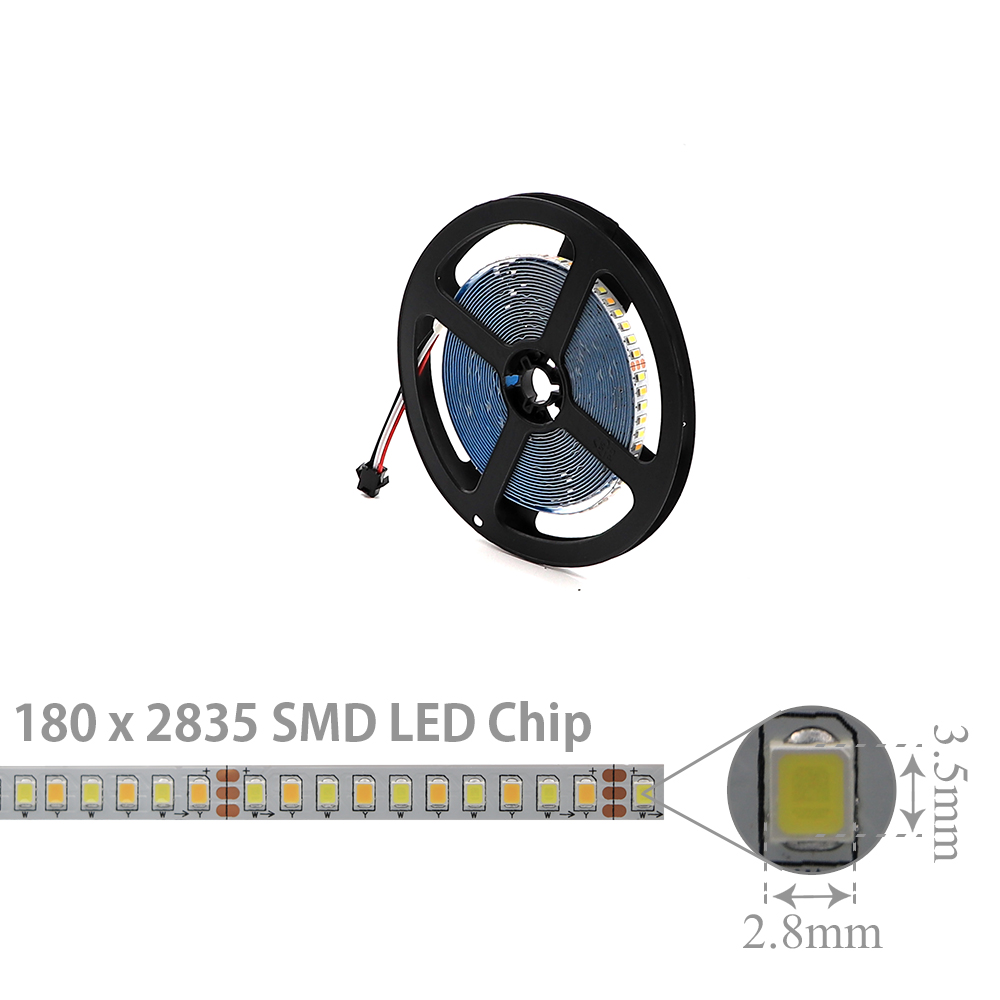 LED Strip Indoor | 12V DC 180W | 2835 | White & Warm White | 180x LED Per Meter | 5M