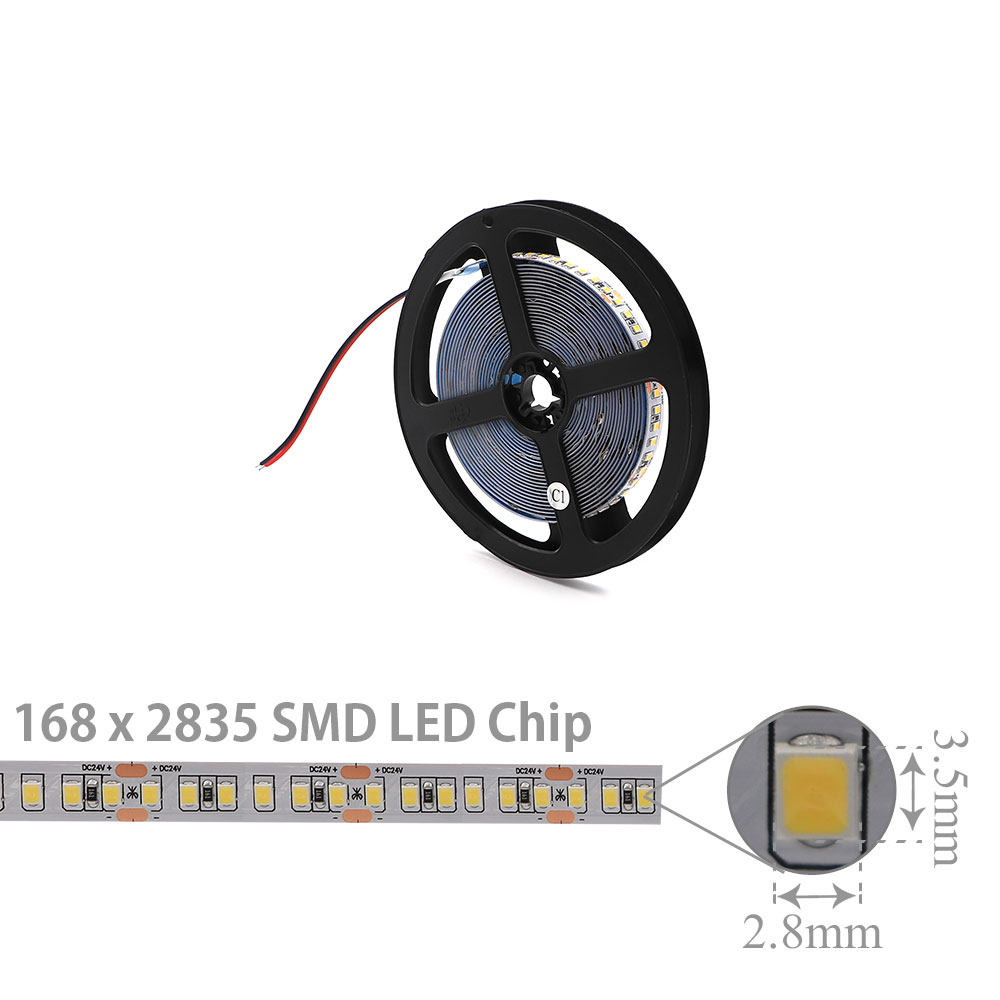 LED Strip Indoor | 24V DC 55W | 2835 | Cool White | 168x LED Per Meter | 5M