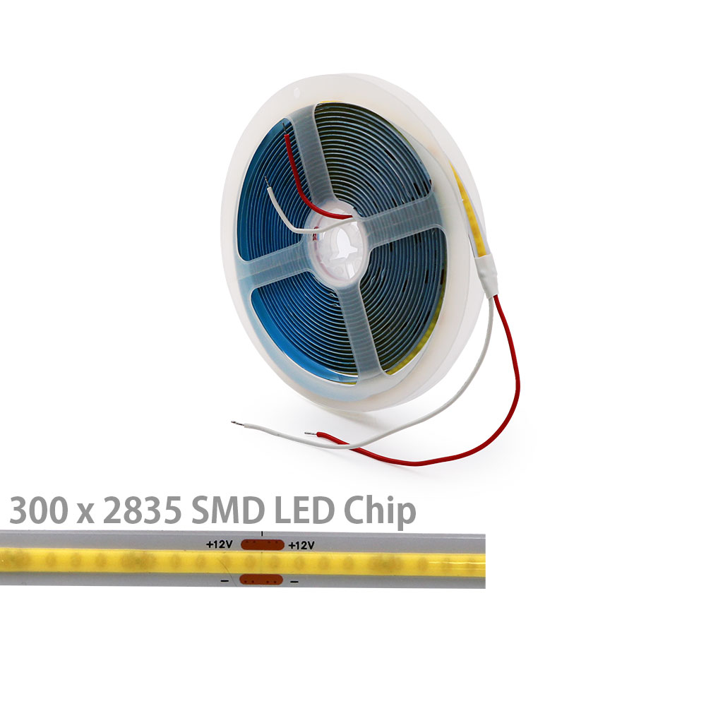 LED Strip Indoor | COB | 8mm | 12V DC 35W | 2835 | White | 300x LED Per Meter | 5M