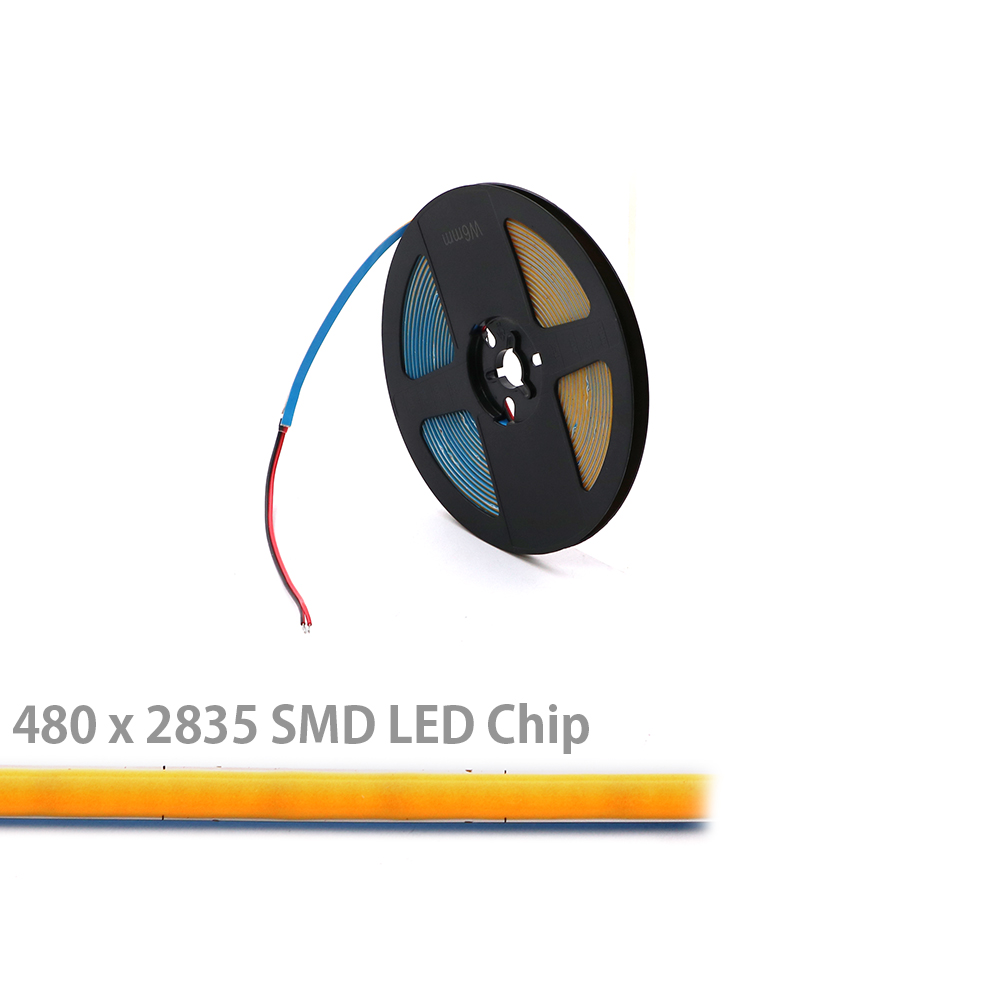 LED Strip Indoor | COB | 4mm | 12V DC 25W | 2835 | Warm White | 480x LED Per Meter | 5M