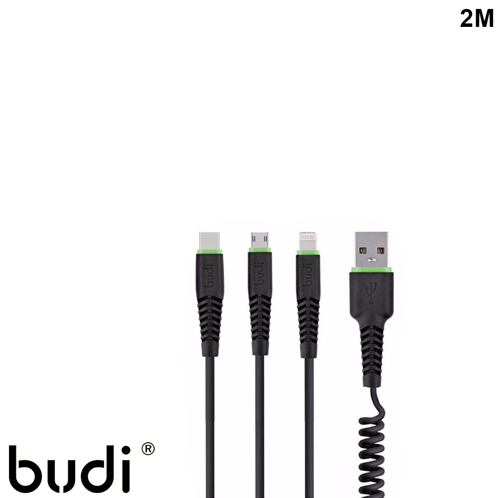 Mobile Cable | Data & Charging | USB-A - Lightning & Micro USB & USB-C | Budi 150T3S