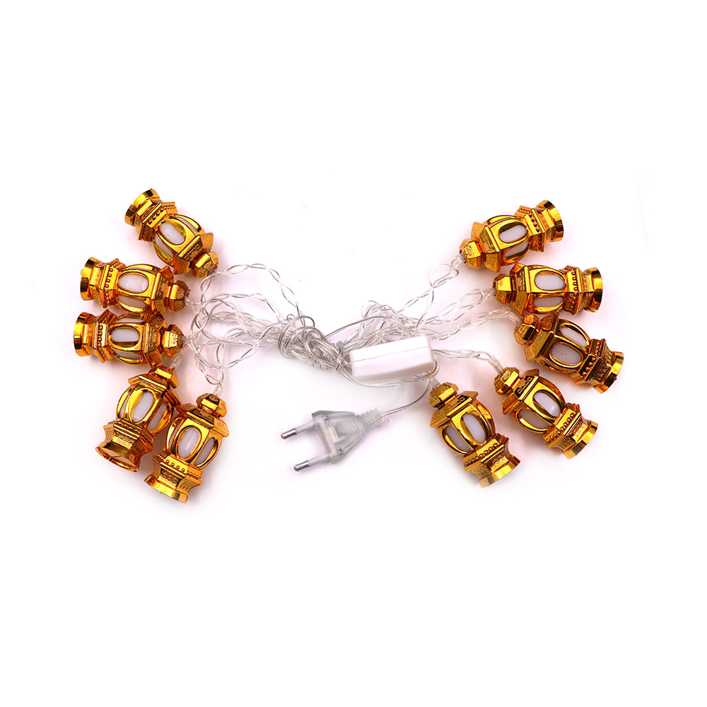 LED Fairy Light AC | Gold Round Lantern | 10x LED | Warm White | 2.5M