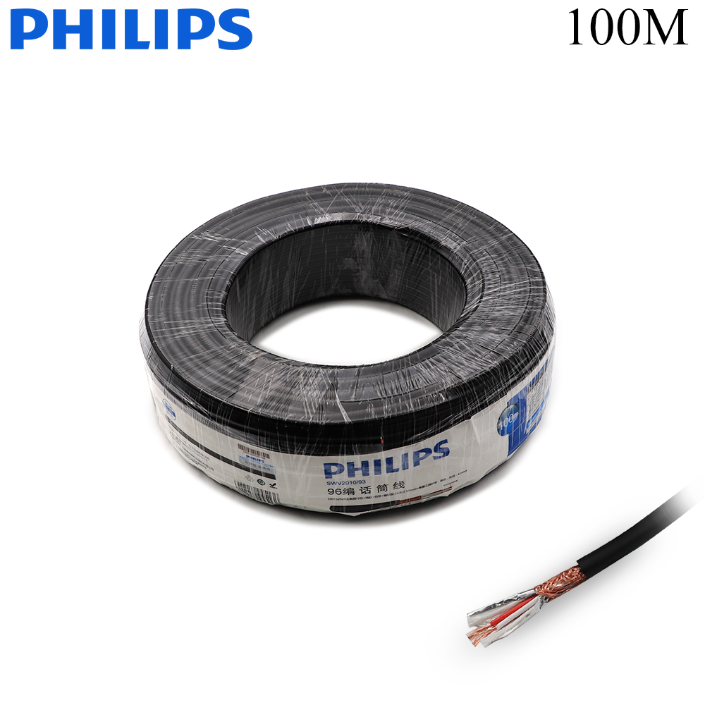 Audio Cable | Microphone Stereo 6.0mm | 2x1.4 Wire | Black | 100M | Philips SWV2010