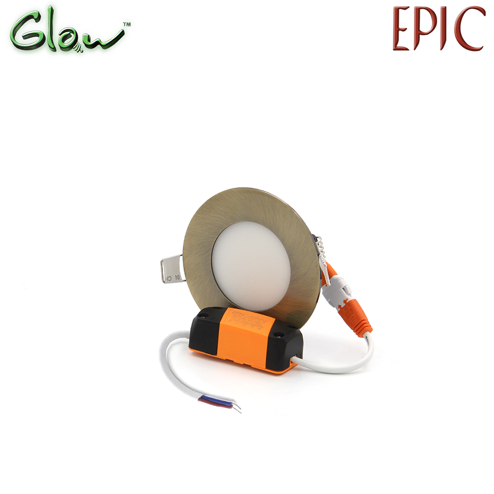 LED Panel | Round | 220V AC 3W | 73mm | White | Bronze Frame | Aluminum | Glow