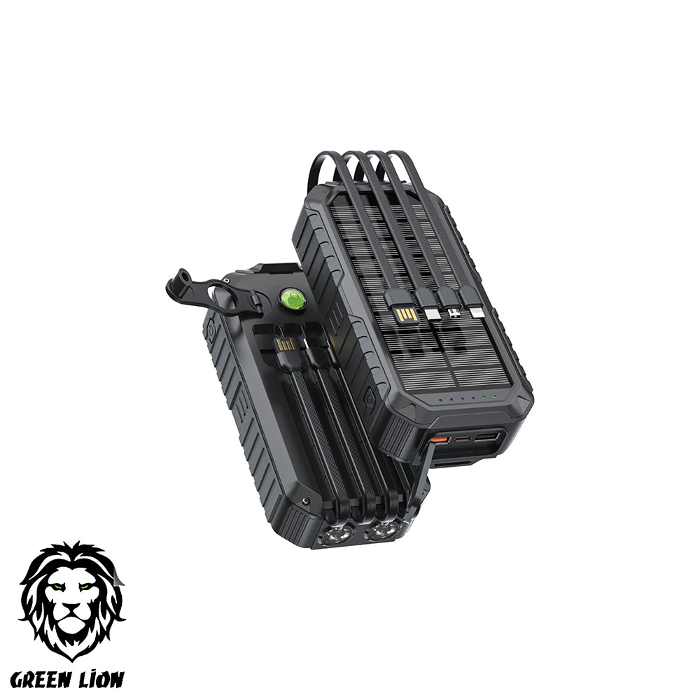 Power Bank Solar Mate | 20000mAh | Dual Flashlights | Green Lion
