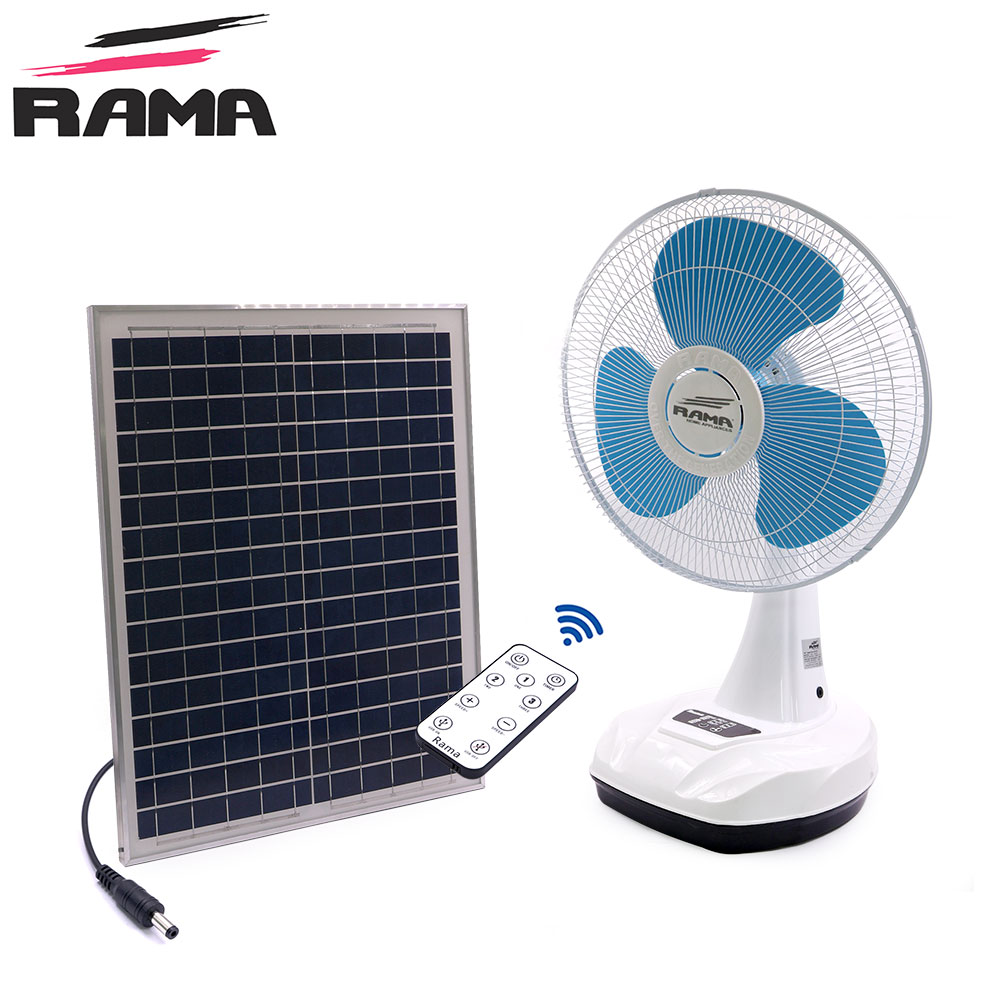 Fan Table | 16" | 220V AC - 12V DC | 33W | Rechargeable Solar | Remote |  Rama