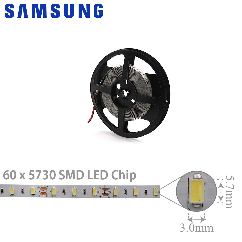 LED Strip Indoor | 12V DC 75W | 5730 | White | 60x LED Per Meter | 5M | Samsung