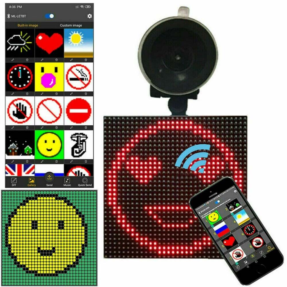Message Display LED | Car Emoji | 12.8x12.8cm | P4 | Bluetooth APP | Android + iOS