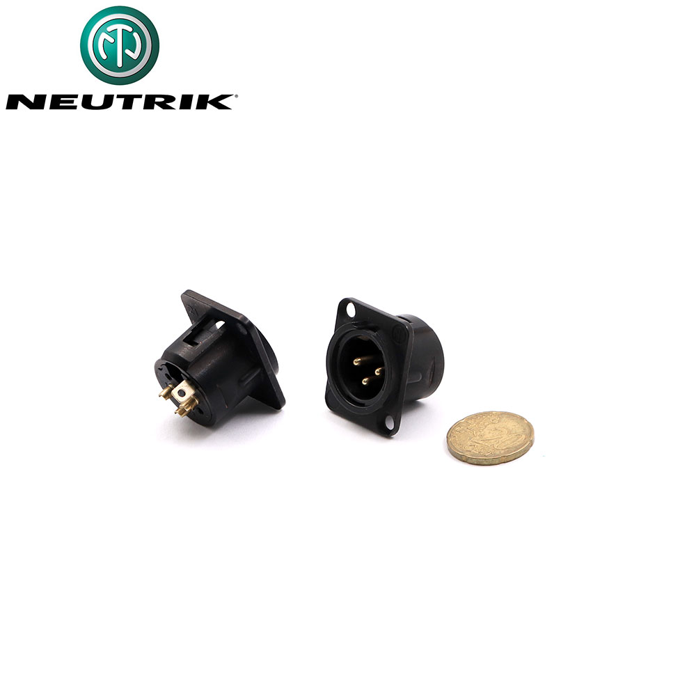 Audio Connector | XLR 3-Pin Male Gold| Metal | Chassis Mount | Neutrik