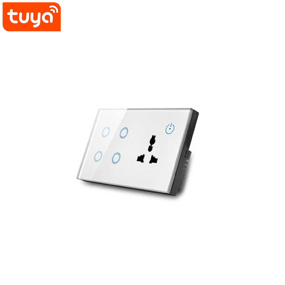 IoT Smart | WiFi Switch | Control 4-Gang | Touch & US Socket | Tuya