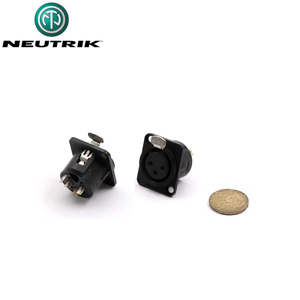 Audio Connector | XLR 3-Pin Female Gold | Metal | Chassis Mount | Neutrik