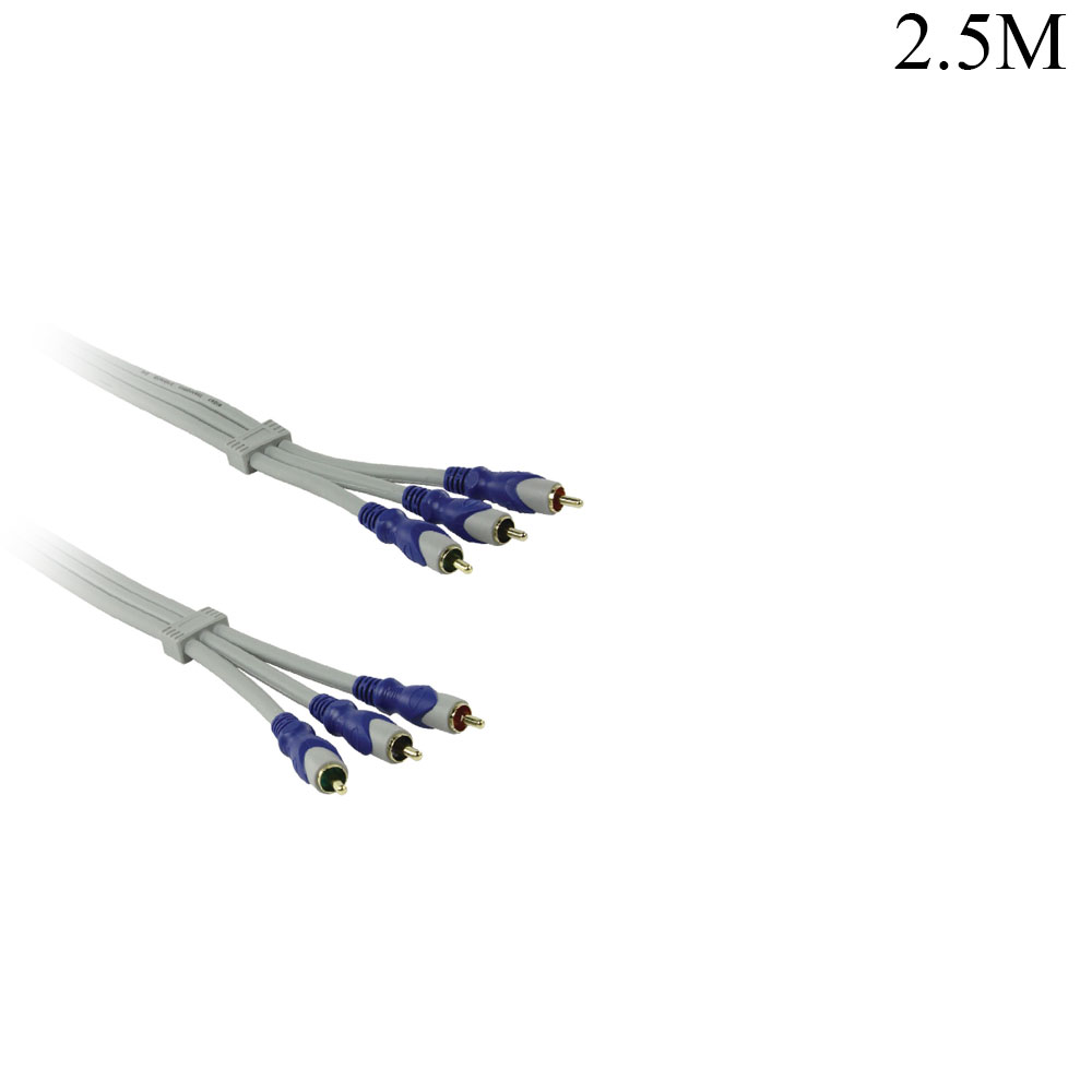 Audio Video Cable | 3x RCA | Male - Male | 2.5M | HQ