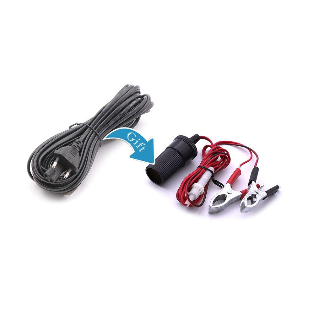 Battery Clip Alligator - Cigarette Socket | Cable 1.5M & Power Cable | EU Plug - 2-Prong | 2x0.75mm