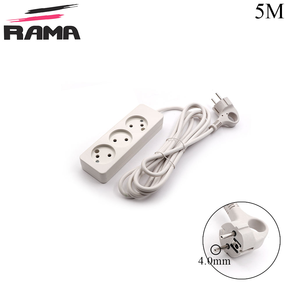 Power Strip | 3 Outlet EU | 2x0.75mm | 5M | Rama