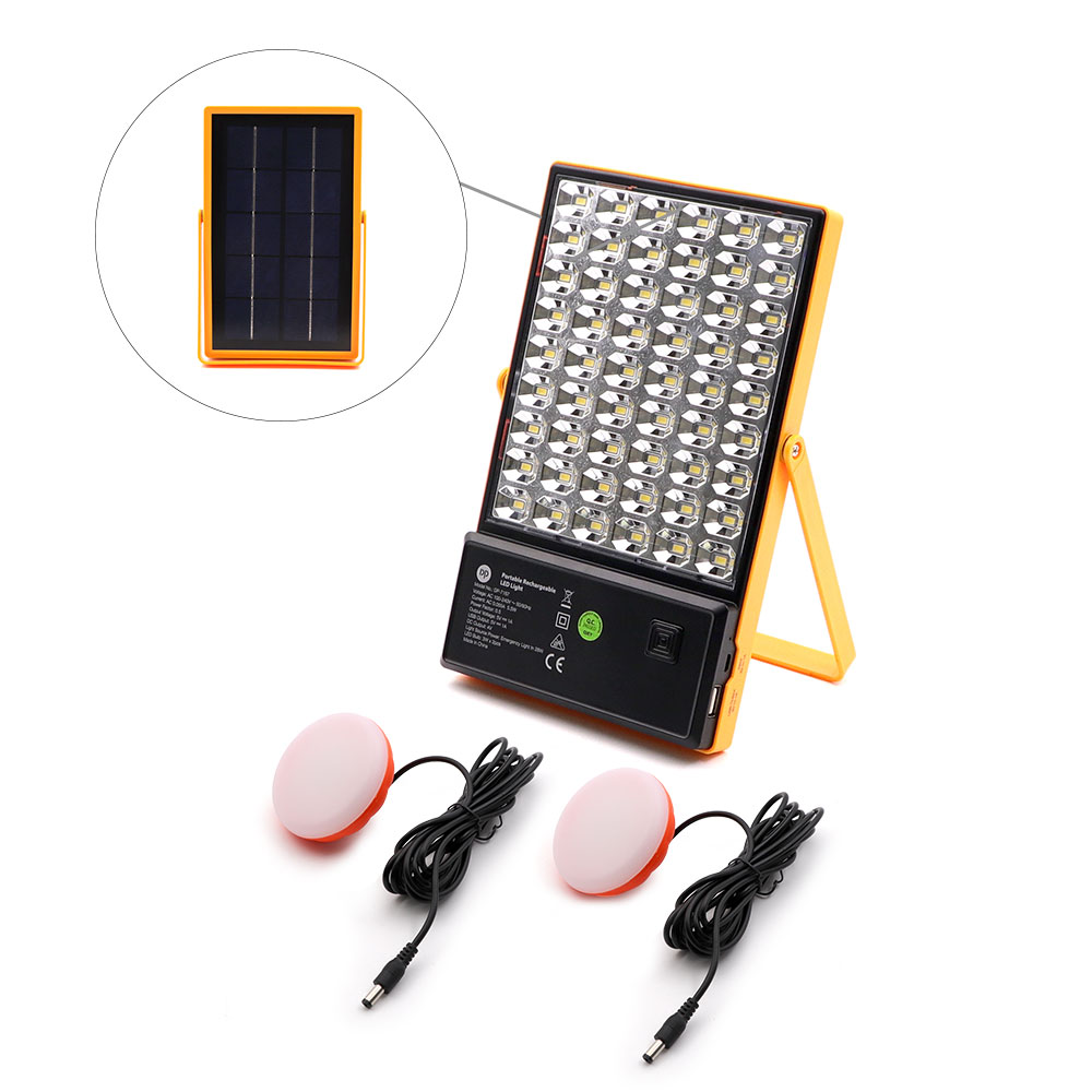 LED Light Solar Kit | 27W 2x3W Lamp | Mobile USB Charge