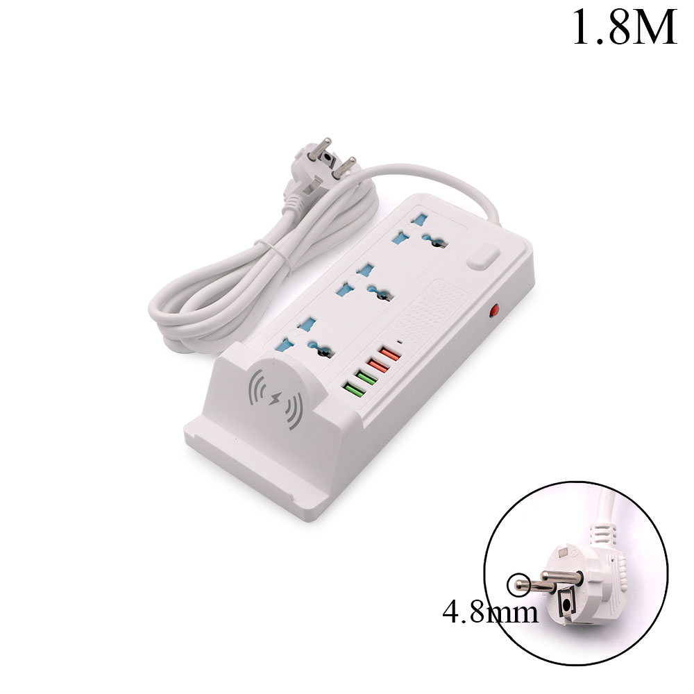 Power Strip | 3 Outlet UK | 3x1.5mm | 1.8M | 4x USB | Wireless Charge