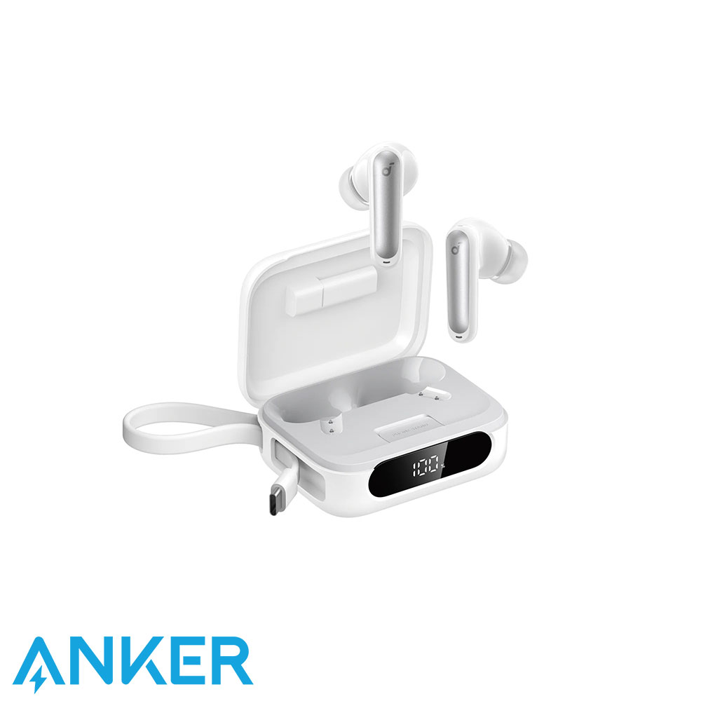 Soundcore P41i by Anker, Adaptive Noise Cancelling Earbuds with Portable Phone Charger - White