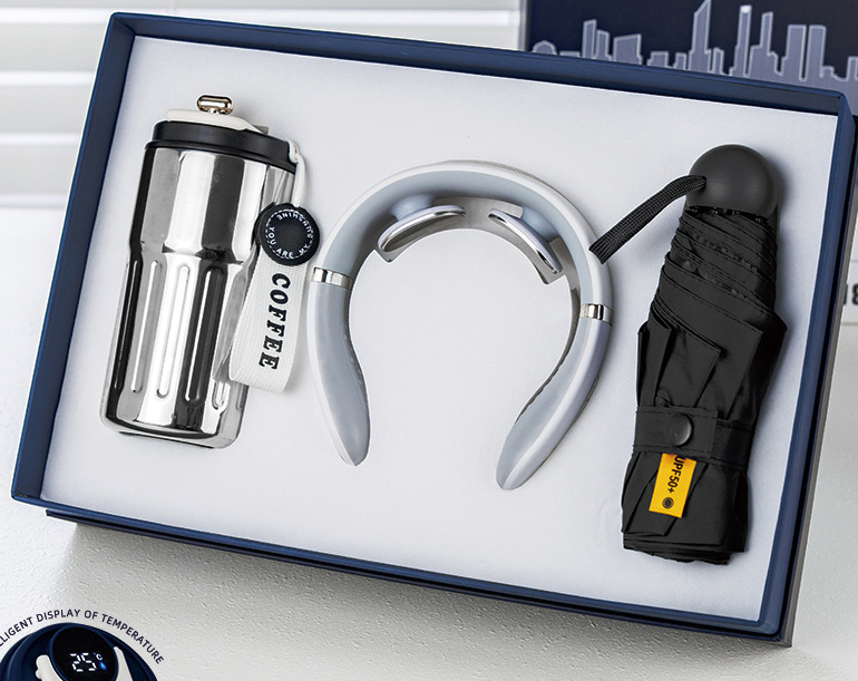 Gift Set Coffee Cup + Umbrella + Neck Massager Black