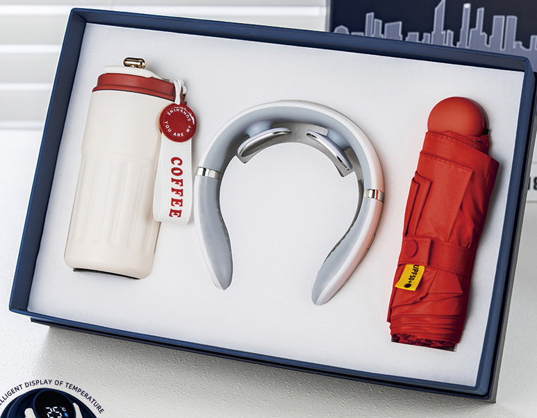 Gift Set Coffee Cup + Umbrella + Neck Massager Red