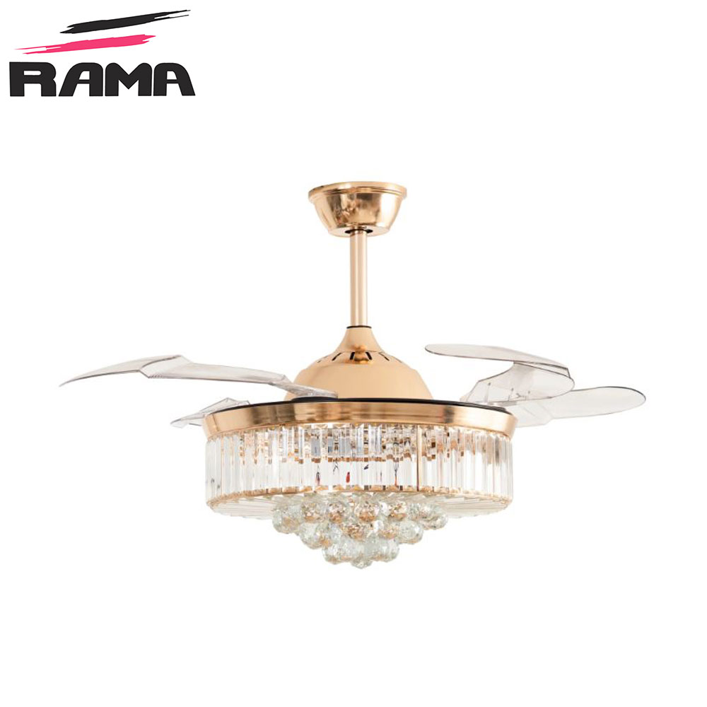 Fan Ceiling | 42" | 220V AC | 30W | Three Color LED 50W | Remote | Crystal Gold |  Rama