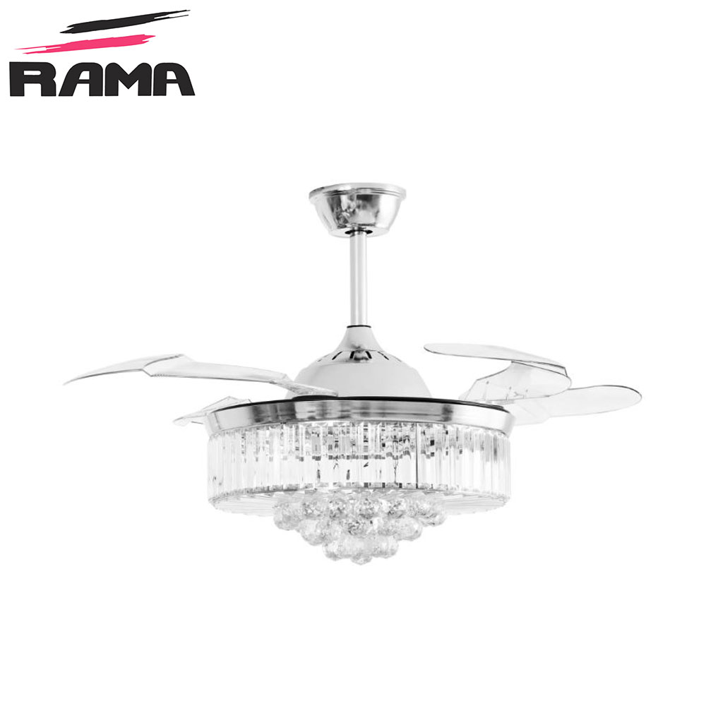 Fan Ceiling | 42" | 220V AC | 30W | Three Color LED 50W | Remote | Crystal Silver |  Rama